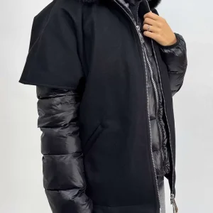 Piumino Nylon con Cappa in Pann