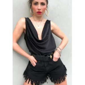 Shorts sfrangiato basic, NERO: M!