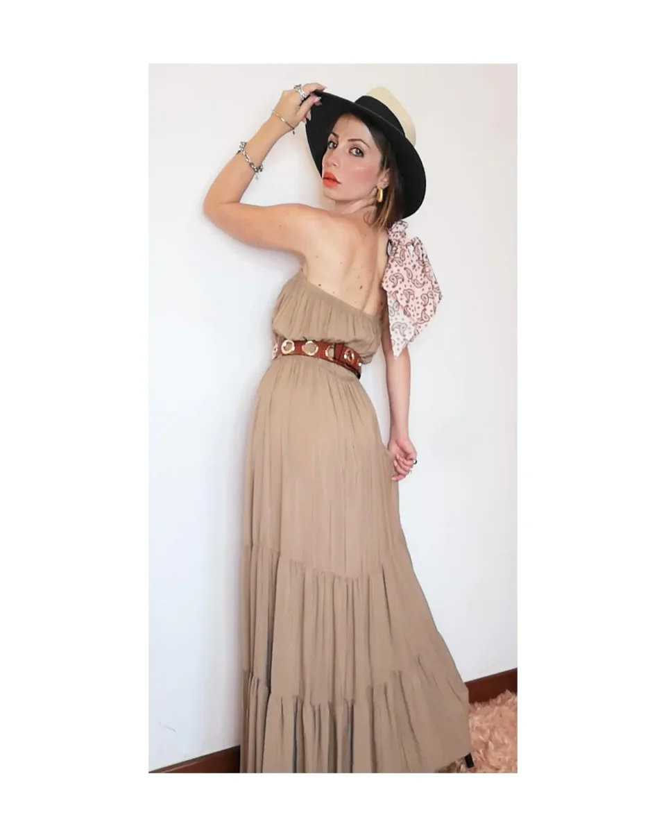 Vestito lungo in viscosa con spalle scoperte! - immagine 3