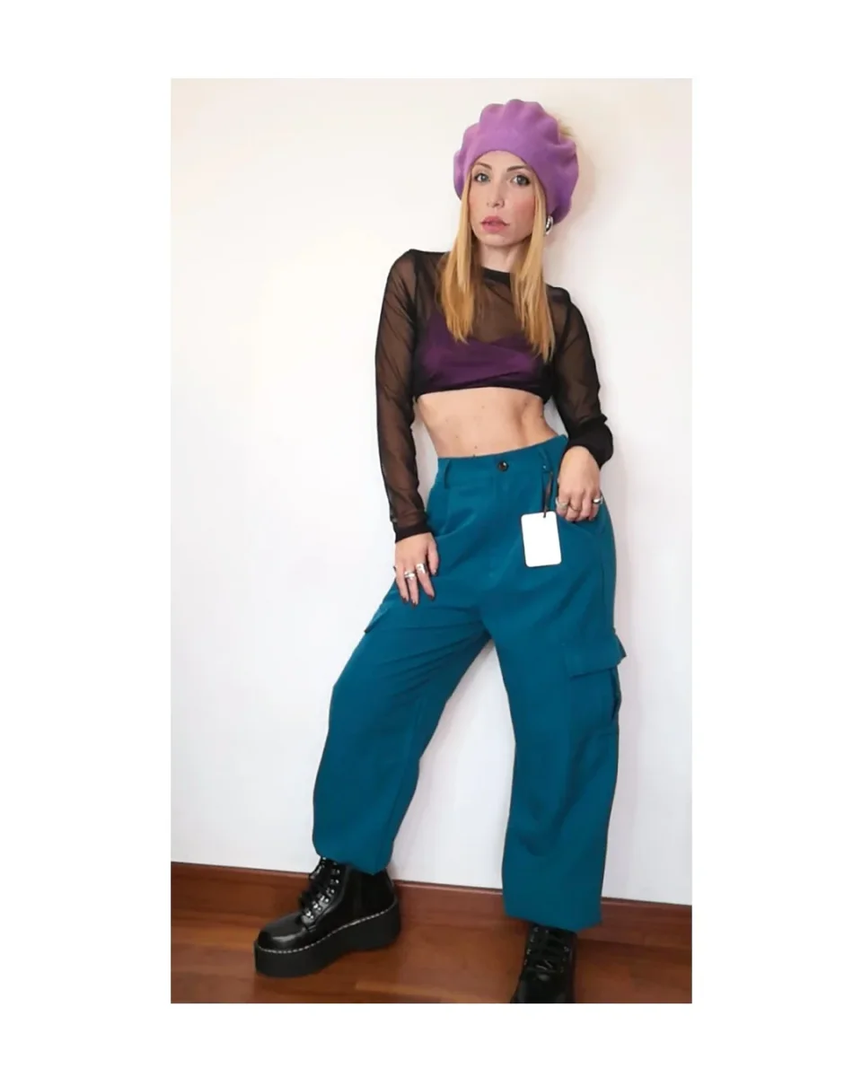 Pantalone combat baloon, PETROLIO! - immagine 4