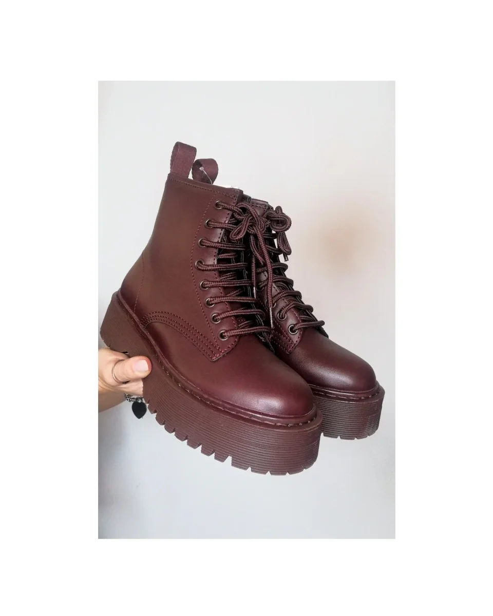 Anfibio boots platform basic, BORDEAUX! - immagine 3