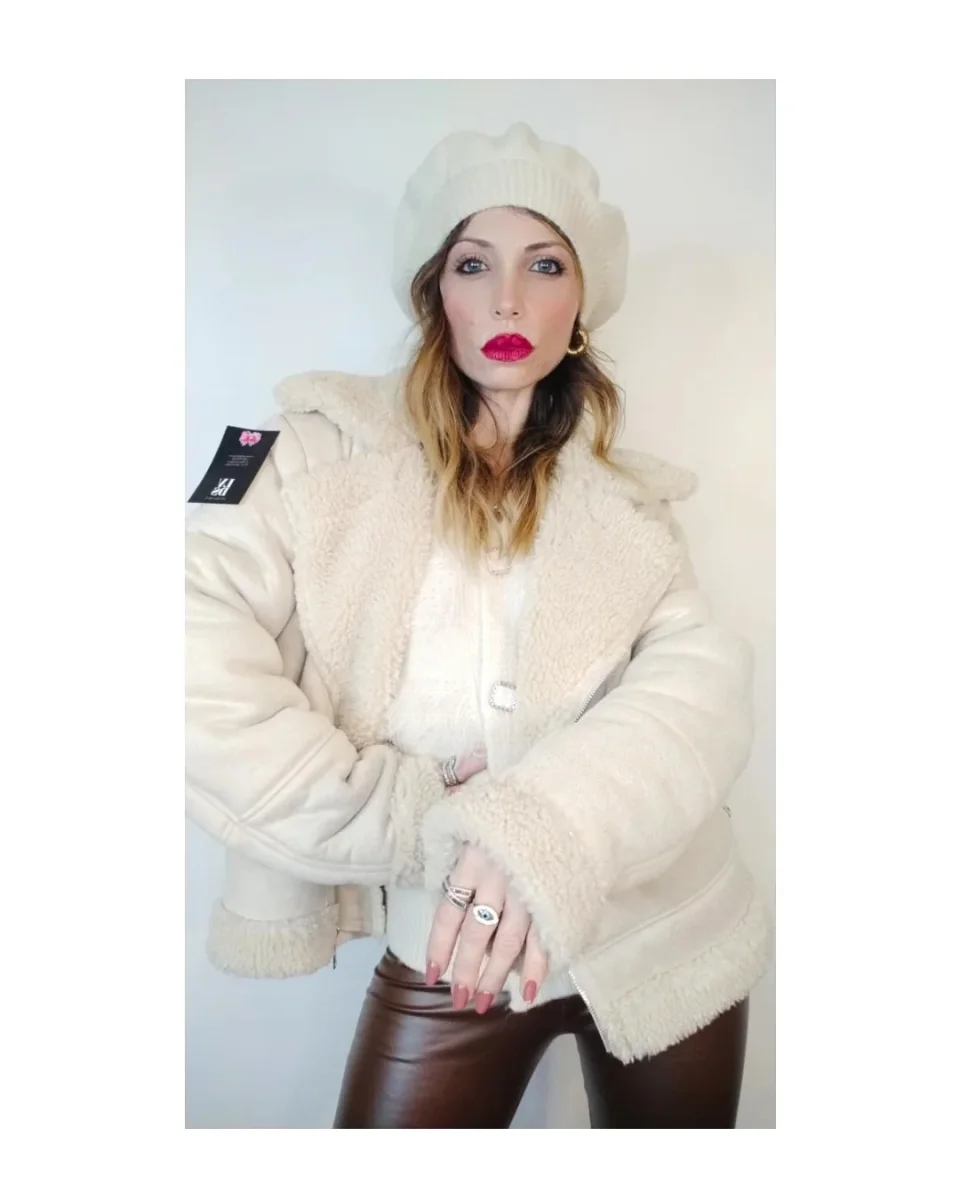 Montone ecofur e suede, PANNA! - immagine 4