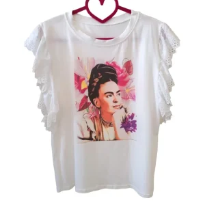 Tshirt 90% cotone voilant merletto, Frida!