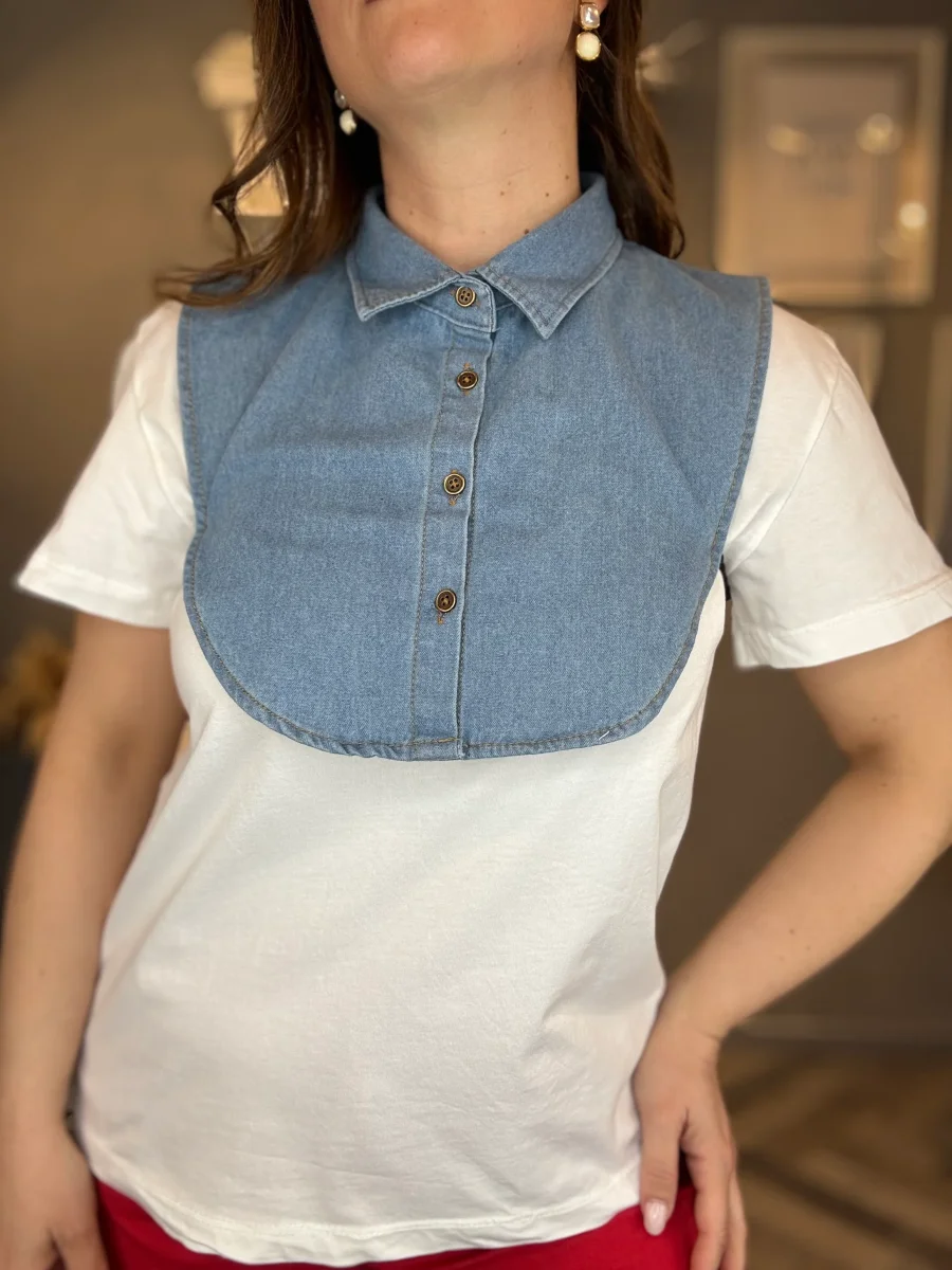 Finto colletto in denim - immagine 3
