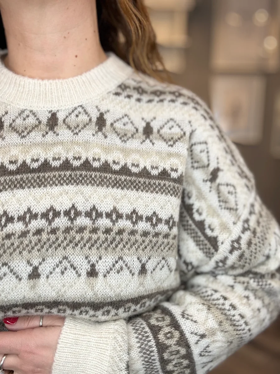 Maglione Jacquard panna - immagine 5
