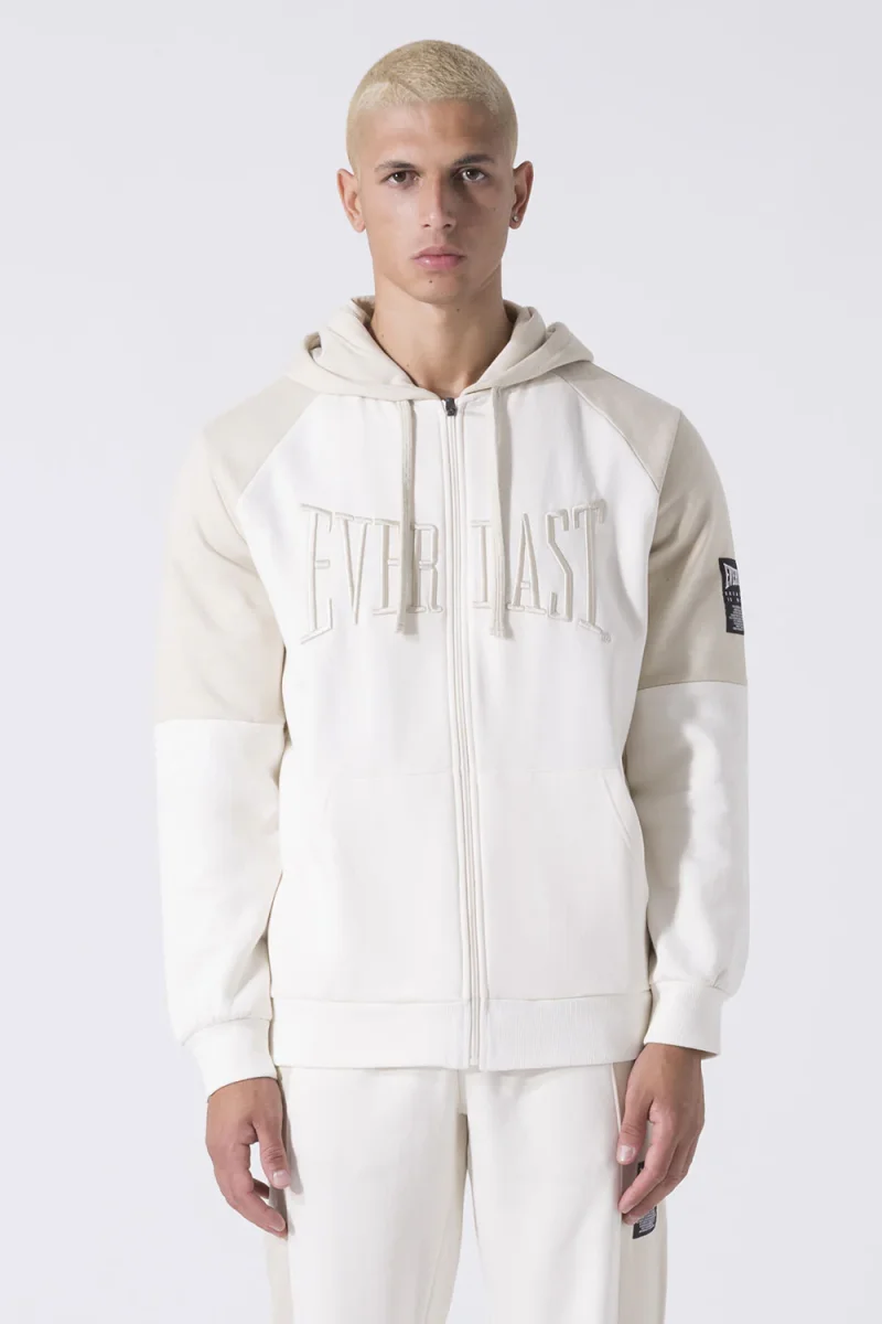 FELPA NEUTRALS FULL ZIP CON CAPPUCCIO - immagine 2