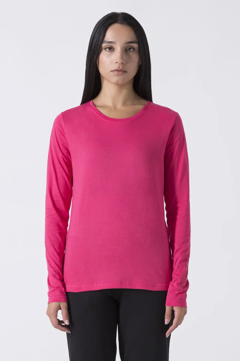 BASIC MAGLIA A MANICHE LUNGHE CON STRASS - immagine 2