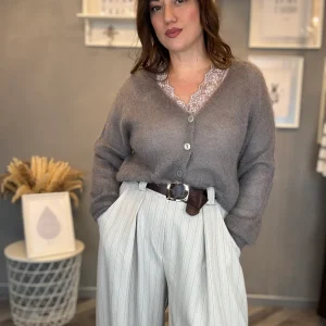Cardigan in kid mohair tortora