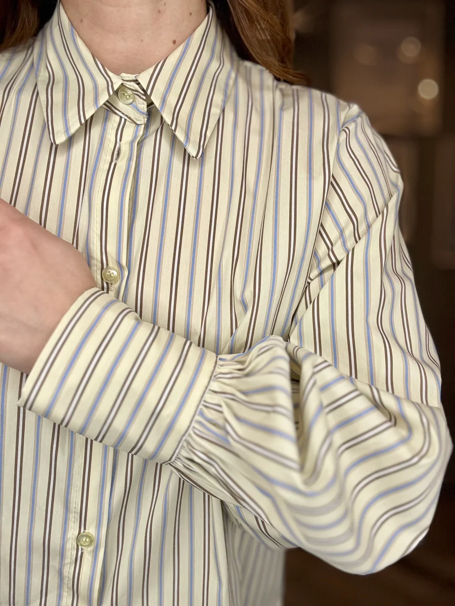 Camicia giallo pastello bacchetta celeste e moro - immagine 6