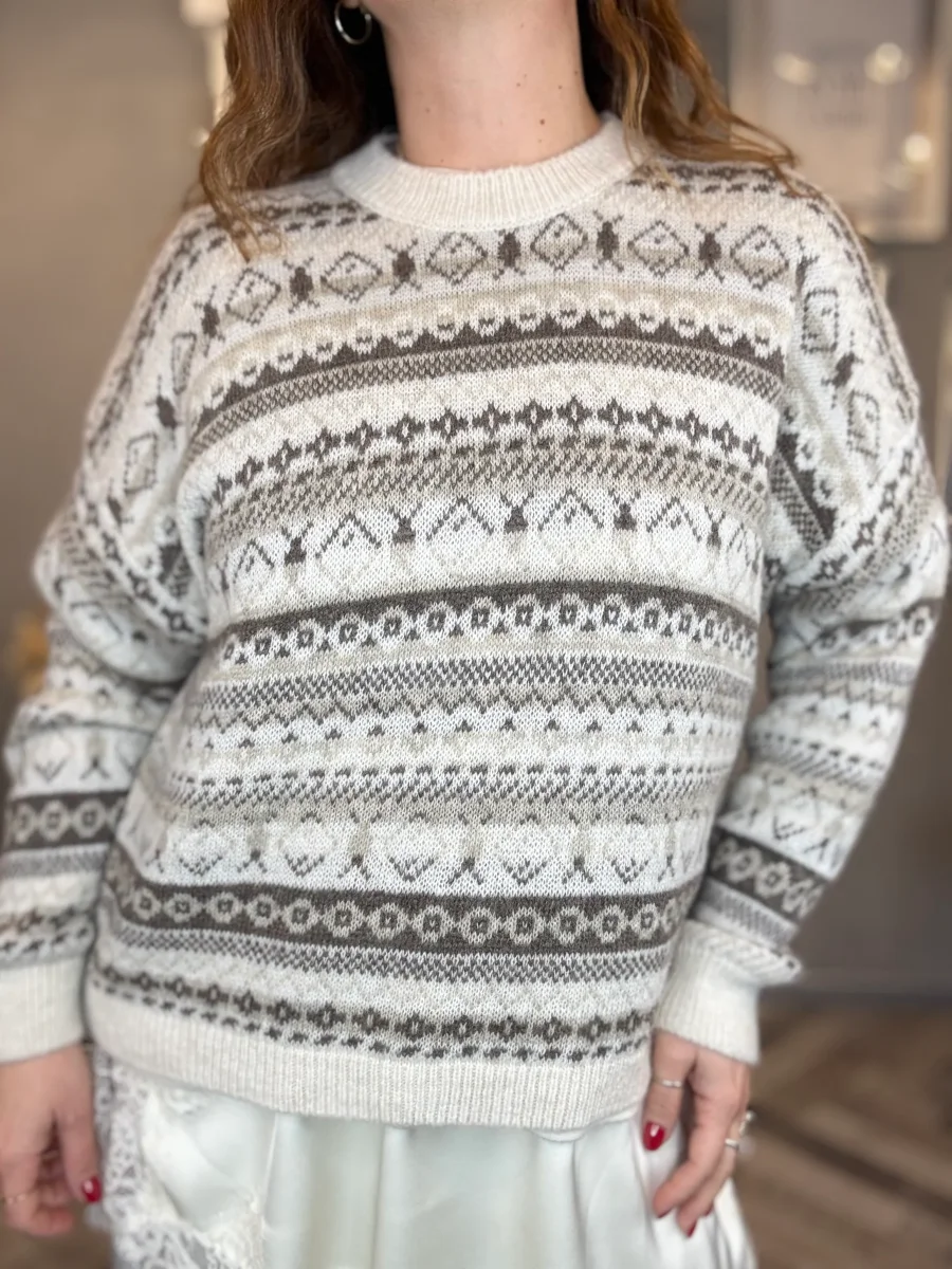 Maglione Jacquard panna - immagine 7
