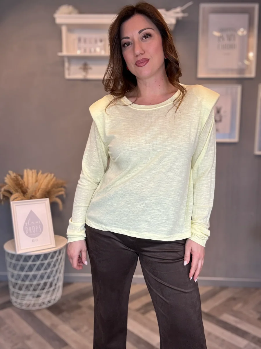 Maglia soft spalline giallo pastello - immagine 2