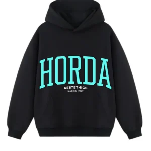Felpa con Cappuccio Aesthetics - Hoodie Nero Made in Italy Heavyweight