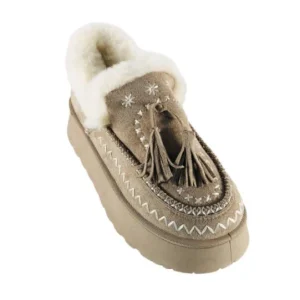 Stivaletto moon boots scamosciato con ecofur e nappine!
