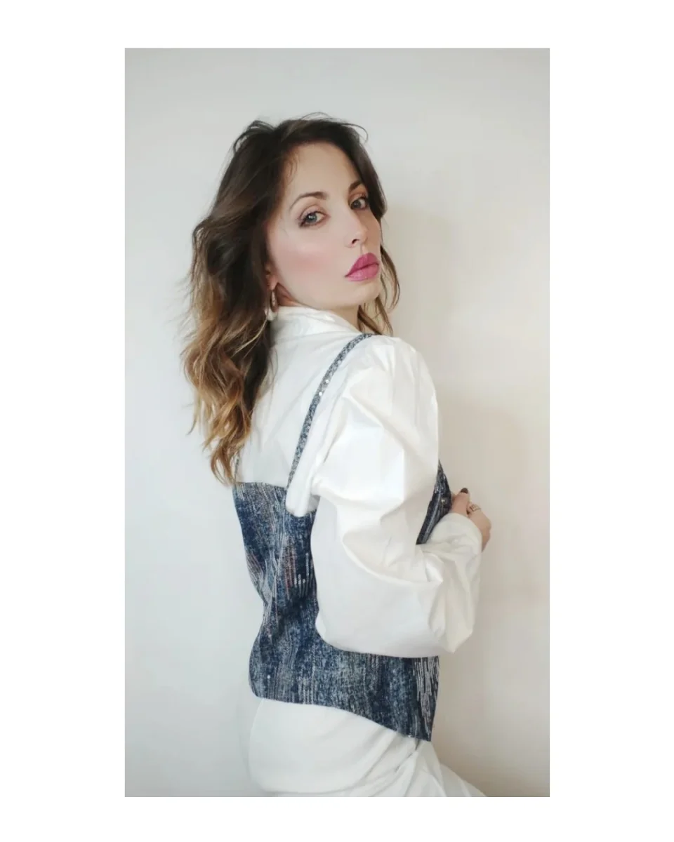 Camicia 100% cotone con bustier jeans e paillettes! - immagine 6