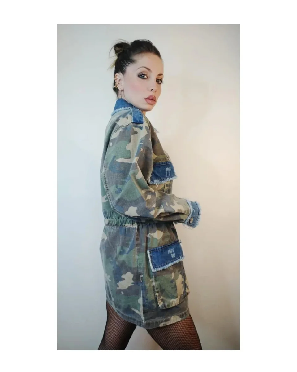 Giacca 100% cotone militare con inserti in jeans! - immagine 4