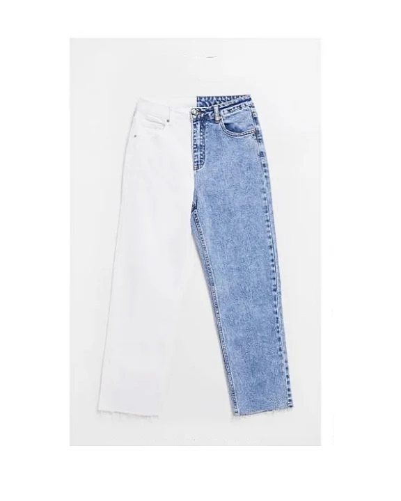 Jeans no stretch slim fit bicolor denim/bianco! - immagine 4