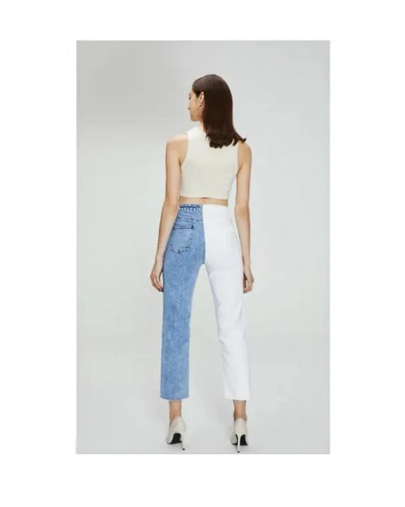 Jeans no stretch slim fit bicolor denim/bianco! - immagine 3