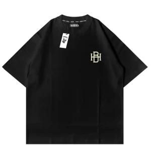 T-shirt Nera Signature Boxy Cotone Italiano Comfort e Stile