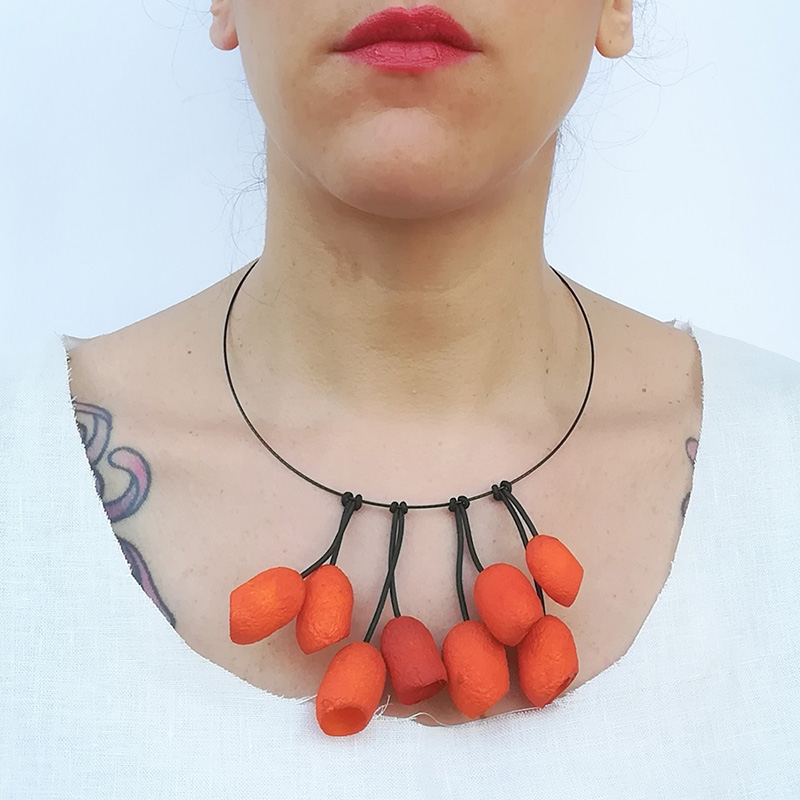 Collana Musa bozzoli di seta Lime - immagine 3
