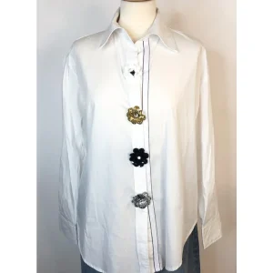 Camicia 100% cotone con maxi bottoni in strass!